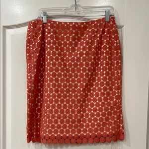 Talbots Melon Floral Cotton Overlay Skirt